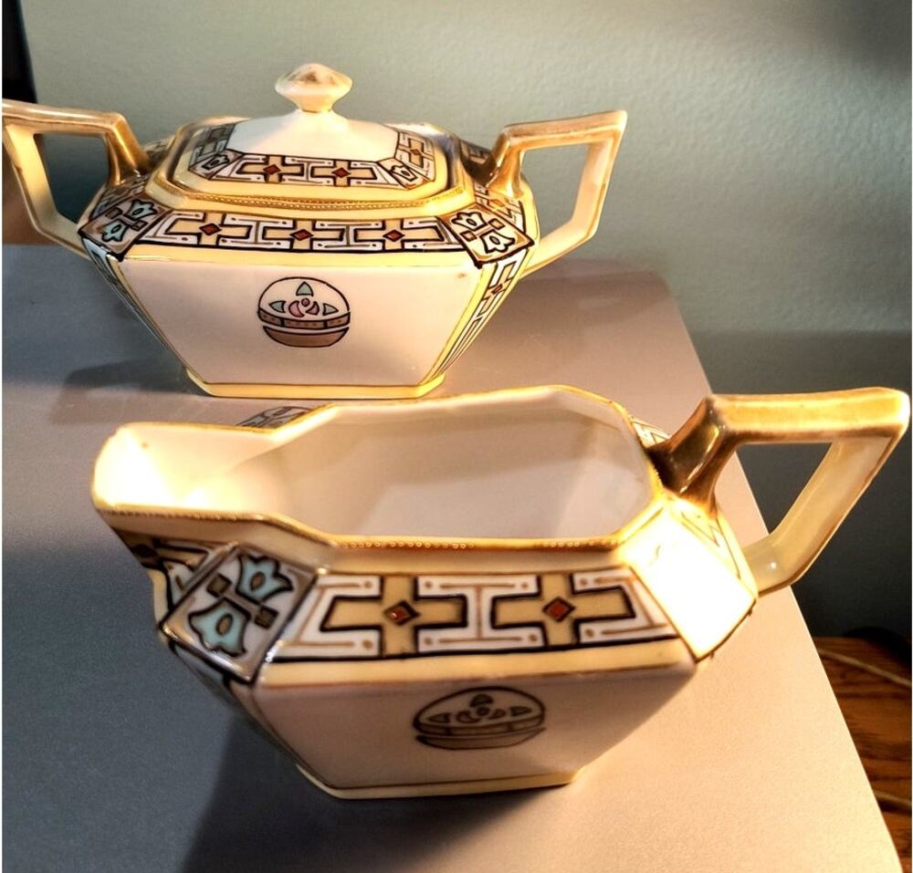 796.  Nippon Creamer and Sugar Set Antique